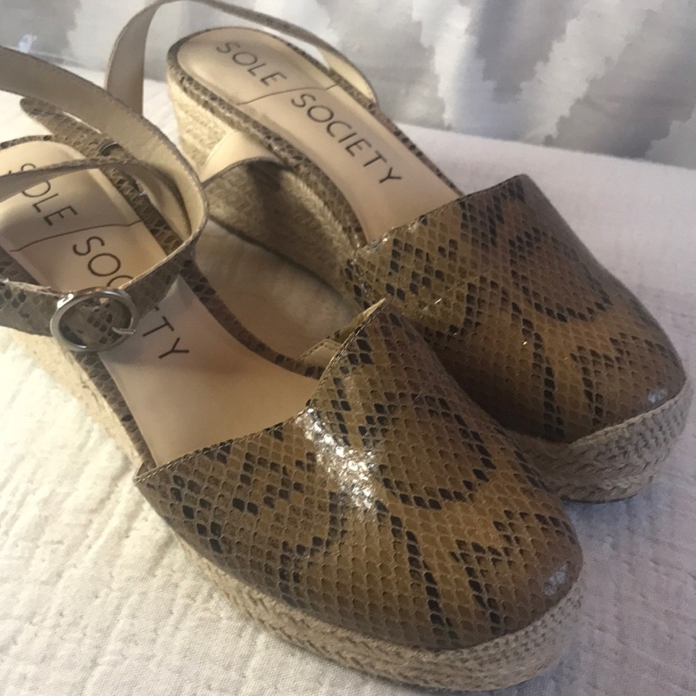 Sole Society Snakeskin print Platform Espadrilles